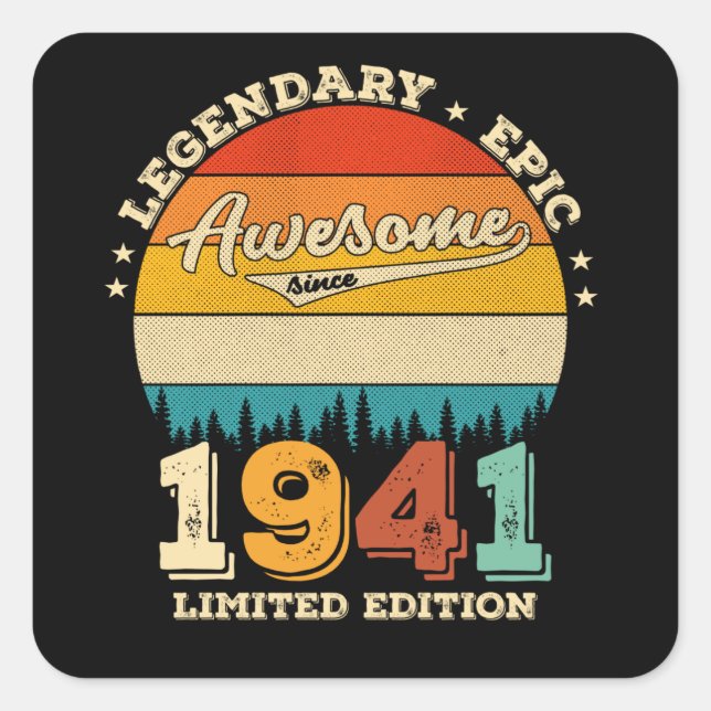 Sticker Carré anniversaire de 84 ans 1941 merveilleux 84e annive (Devant)