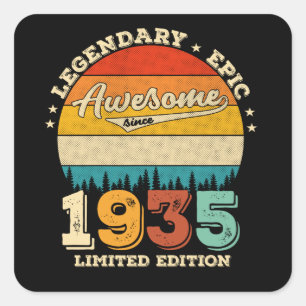 Sticker Carré anniversaire de 90 ans 1935 merveilleux 90e annive