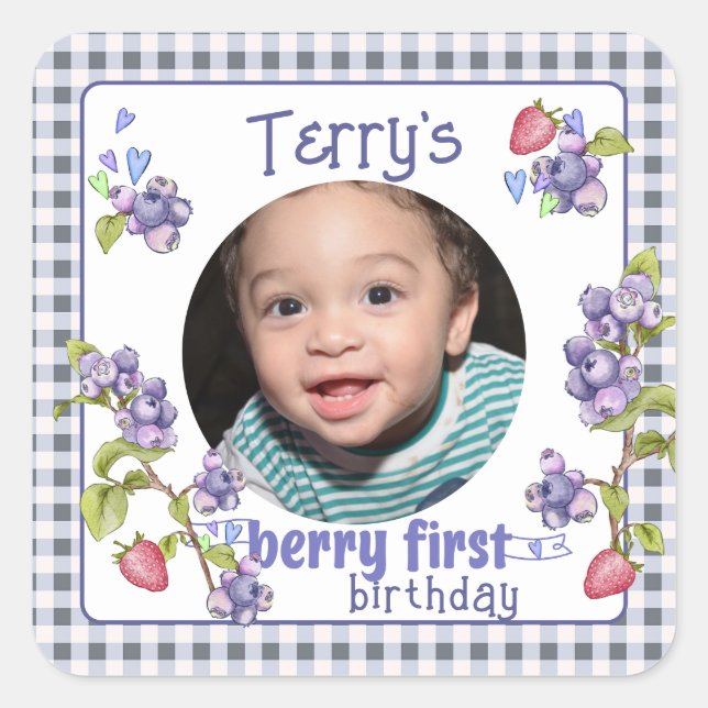 Sticker Carré Anniversaire de Berry First Boy (Devant)