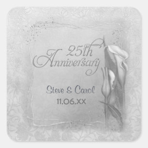Sticker Carré Anniversaire de Calla Lily Silver