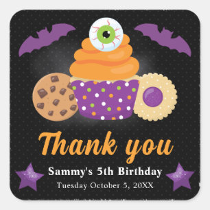 Sticker Carré Anniversaire de enfant de Cupcake Eyeball Hallowee