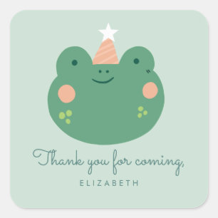 Sticker Carré Anniversaire de la petite grenouille mignonne