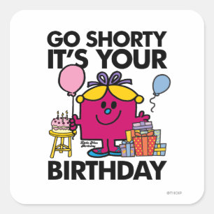 Sticker Carré Anniversaire de la petite Miss Go Shorty Version