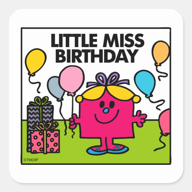 Sticker Carré Anniversaire de la petite Miss | Présentations et  (Devant)