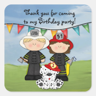 Sticker Carré Anniversaire de Little Fireman - Personnaliser