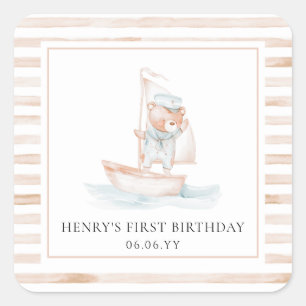 Sticker Carré Anniversaire de l'ours de mer Tan Striday