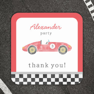 Sticker Carré anniversaire de voiture rouge