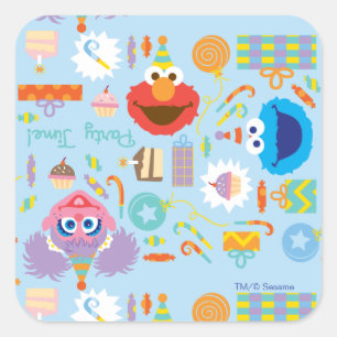 Sticker Carré Anniversaire d'Elmo et d'Abby