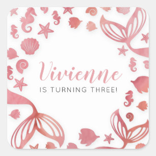 Sticker Carré Anniversaire des sirènes de mer