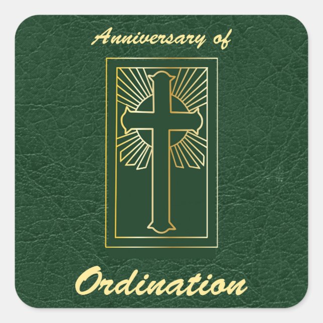 Sticker Carré Anniversaire du prêtre de l'ordination (Devant)