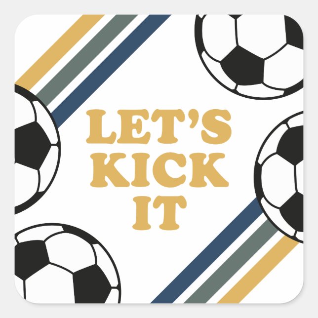 Sticker Carré Anniversaire du soccer rétro (Devant)