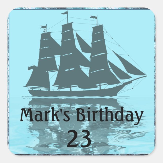 Sticker Carré Anniversaire du Viking Ship (Devant)