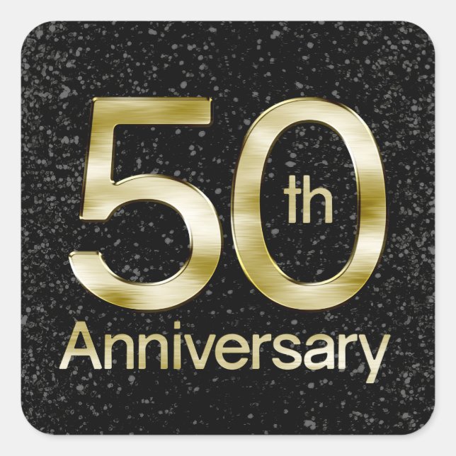 Sticker Carré Anniversaire fascinant d'or cinquantième (Devant)