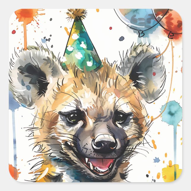 Sticker Carré Anniversaire Hyena (Devant)