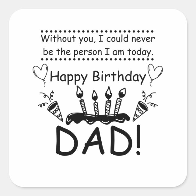 Sticker Carré Anniversaire - meilleur papa (Devant)