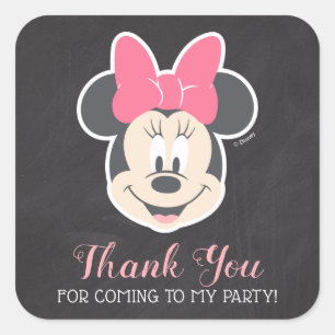Sticker Carré Anniversaire Minnie Mouse Tableau Noir Merci