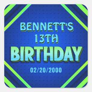 Sticker Carré Anniversaire Neon