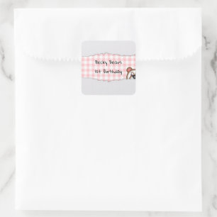 Sticker Carré Anniversaire Ourson Cache-Cache