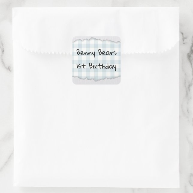 Sticker Carré Anniversaire Ourson Cache-Cache (Sac)