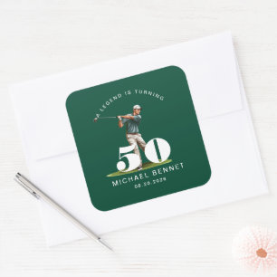 Sticker Carré Anniversaire Personnalisé de 50 ans de Golf Sporti