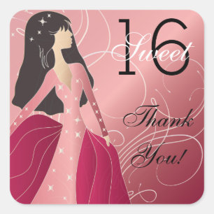 Sticker Carré Anniversaire Princesse Girl