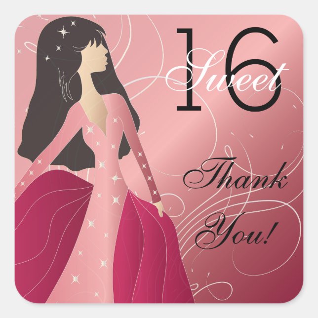Sticker Carré Anniversaire Princesse Girl (Devant)