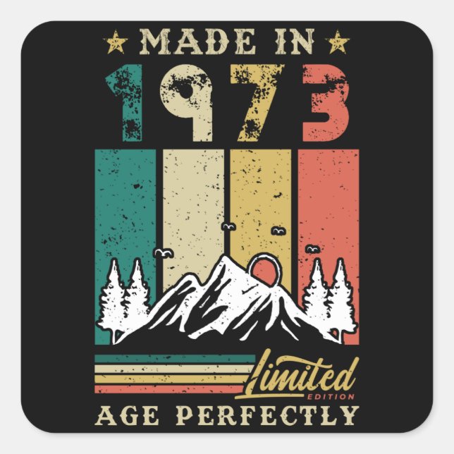 Sticker Carré Anniversaire vintage de 1973 (Devant)