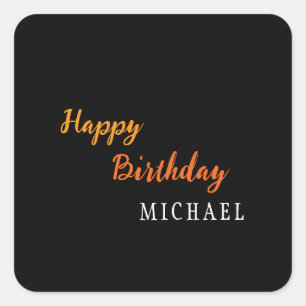 Sticker Carré Anniversaire Votre Nom Minimaliste Moderne