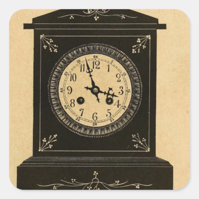 Sticker Carré Annonce d'horloge vintage (Devant)