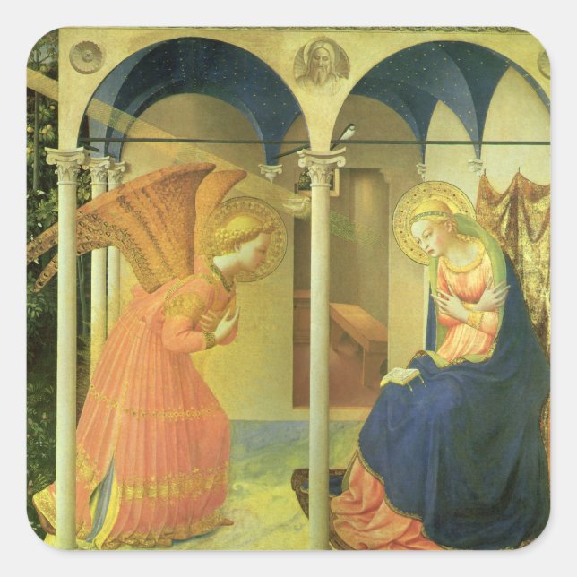 Sticker Carré Annonciation du Prado par Fra Angelico (Devant)