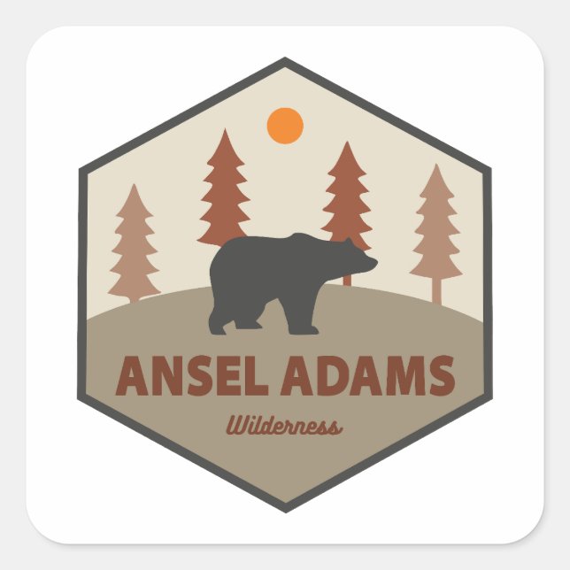 Sticker Carré Ansel Adams Wilderness California Bear (Devant)