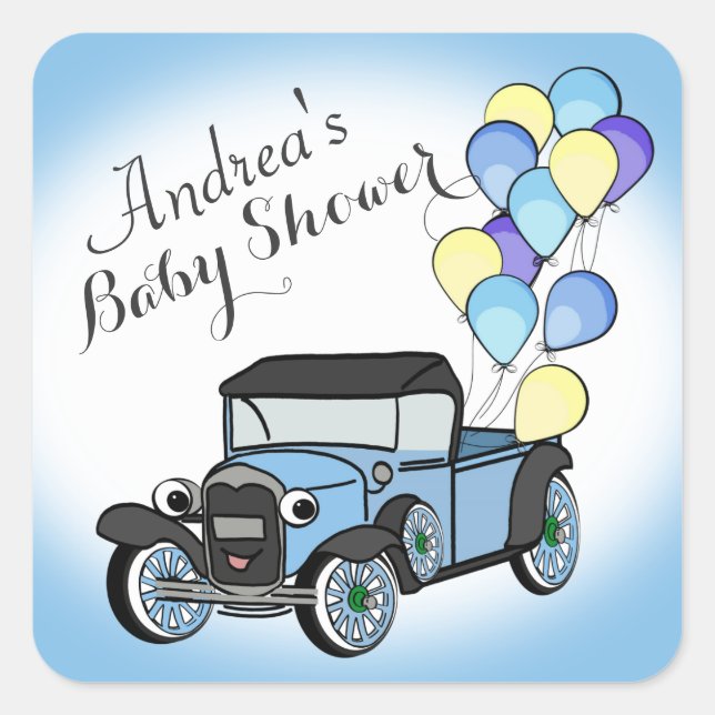 Sticker Carré Antique Baby shower de camion (Devant)