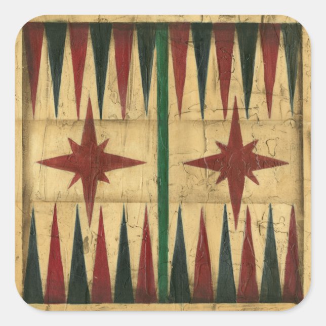 Sticker Carré Antique Backgammon Game Board par Ethan Harper (Devant)