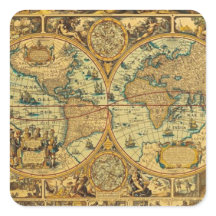 Antique carte du monde Vintage illustrée