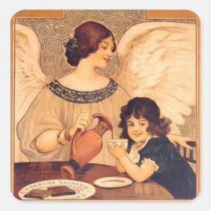 Sticker Carré Antique française au chocolat