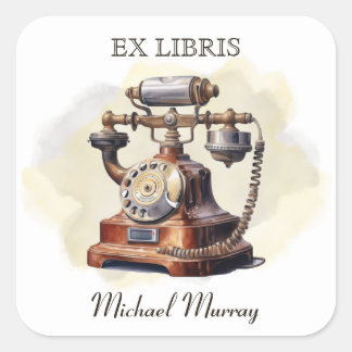 Sticker Carré Antique Plaque téléphonique en cuivre