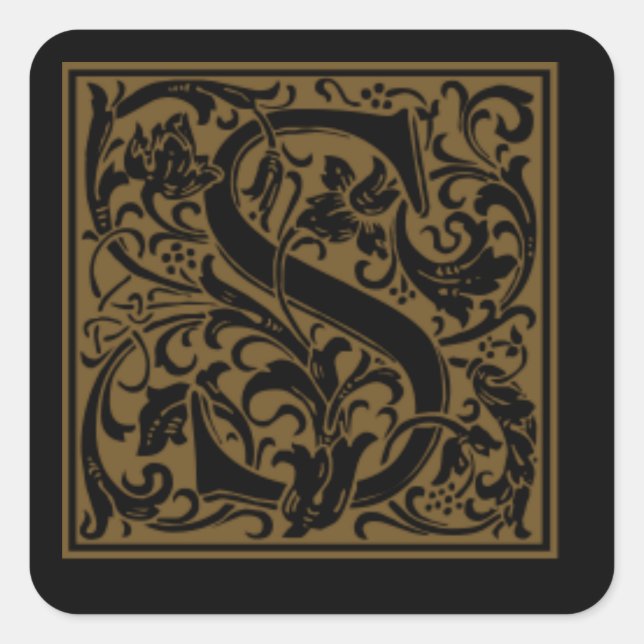 Sticker Carré Antique S Monogramme (Devant)