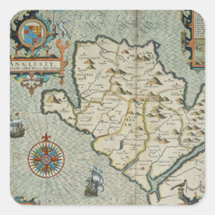 Sticker Carré Antique vieille carte inspirée (7)