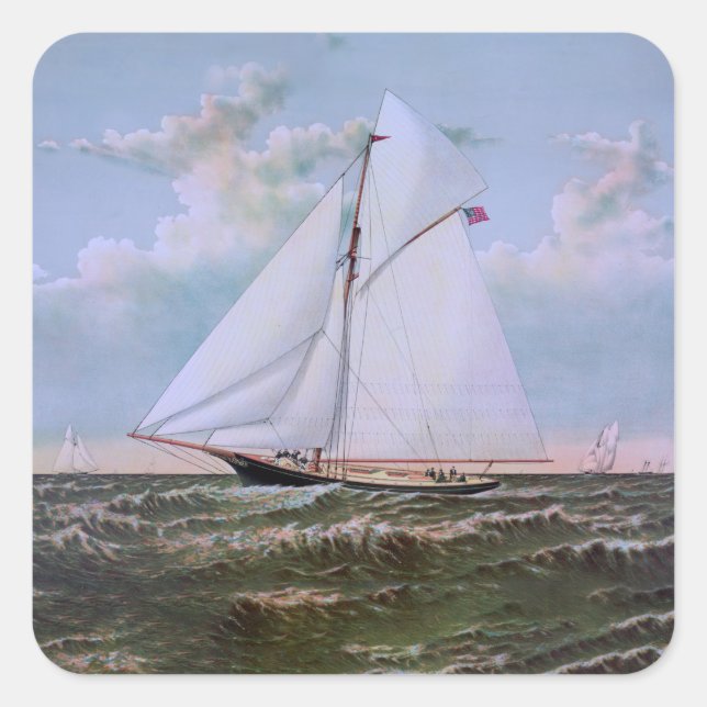 Sticker Carré Antique voilier Slot Yacht Voilier Ocean (Devant)