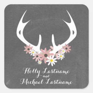 Sticker Carré Antlers floraux + Mariage inspiré du tableau de bo