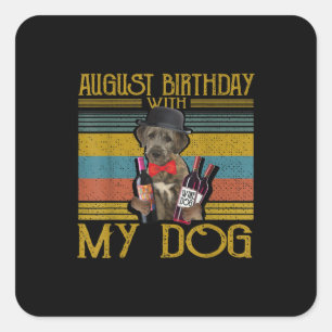 Sticker Carré Août Anniversaire Avec Mon Irlandais Wolfhound Dog