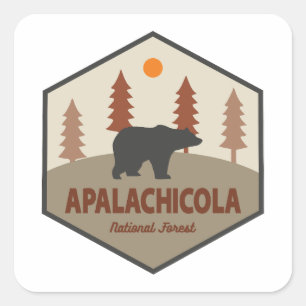 Sticker Carré Apalachicola Forêt nationale Floride Ours