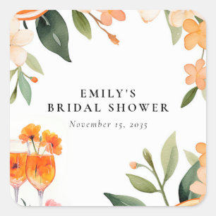 Sticker Carré Aperol Spritz Fête des mariées aquarelle