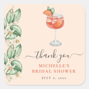 Sticker Carré Aperol Spritz Orange Baby Shower de Mariage