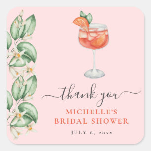 Sticker Carré Aperol Spritz Orange Baby Shower de Mariage