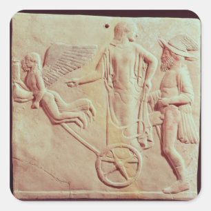 Sticker Carré Aphrodite et Hermes sur un char