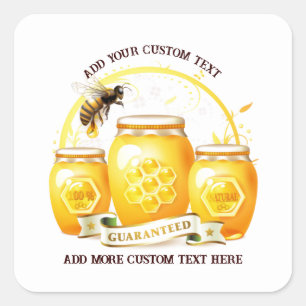 Sticker Carré Apiculteur Vendeur de Miel d'Abeille à Miel