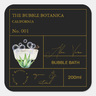 Sticker Carré Apothecary Aloe Vera Bubble Bath Label