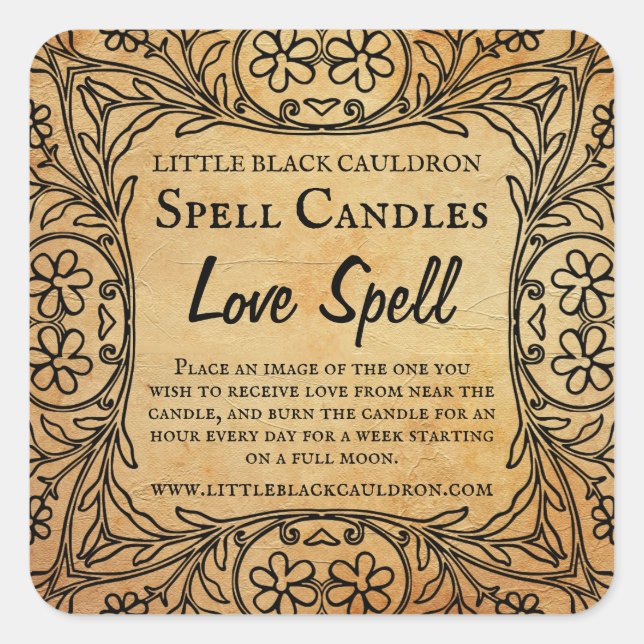 Sticker Carré Apothecary Intention méditation Spell Candle Étiqu (Devant)