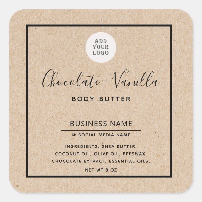 Sticker Carré Apparence papier kraft Typographie simple et moder (Devant)